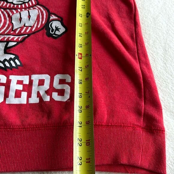 Vintage WISCONSIN Bucky BADGERS Red distressed Sweatshirt drop shoulder sz large - Picture 5 of 6